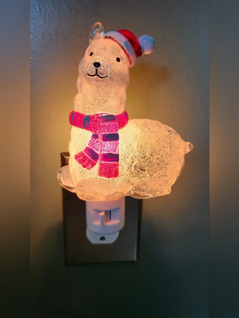 Festive Llama Night Light with Pink Scarf